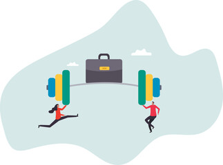 Teamwork to support for success, cooperate or collaboration to achieve strength, help or togetherness for business solution.character for design.