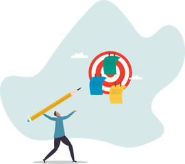 Goal setting, achievable target or purposeful objective, mission to accomplish or challenge to win for business success .character for design.