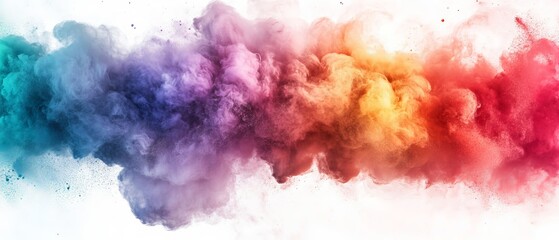 a vibrant and colorful cloud of smoke, with an explosion of hues spreading across the frame