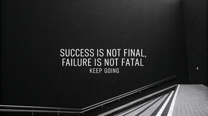 Inspirational quote about perseverance on a dark wall  