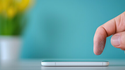 Finger touching smartphone screen