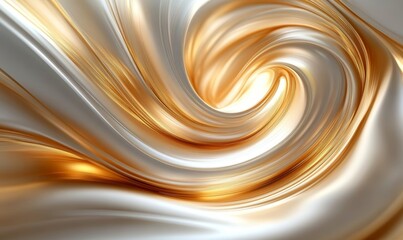 A mesmerizing spiral of gold and silver hues, creating a sense of flow and elegance. The interplay of light and shadow highlights the metallic textures and the smooth, flowing shapes