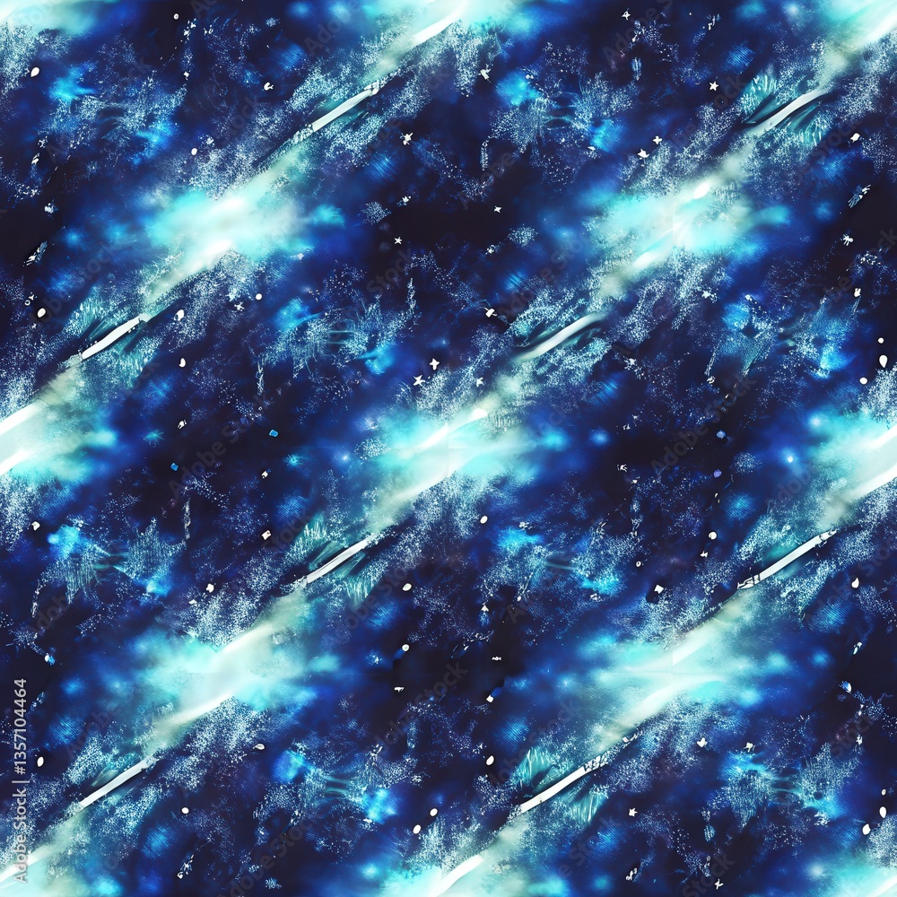 Poster seamless pattern, celestial image depicting comet trails in a seamless diagonal flow against a cosmi