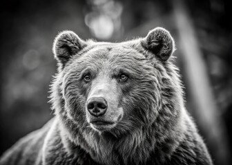 Black and White Bear Clipart: Vintage Documentary Style Wildlife Photography