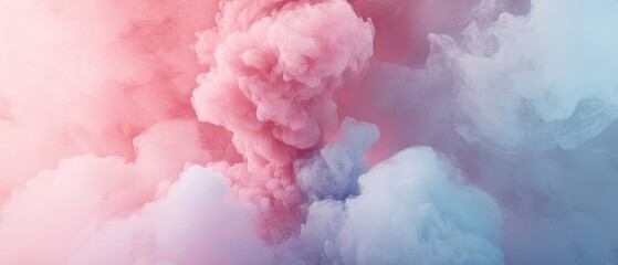 Fototapeta premium an abstract artistic cloudscape image with vibrant colors and an atmospheric feel. The image is dominated by pastel shades of pink, blue and purple