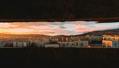 sunset over the city