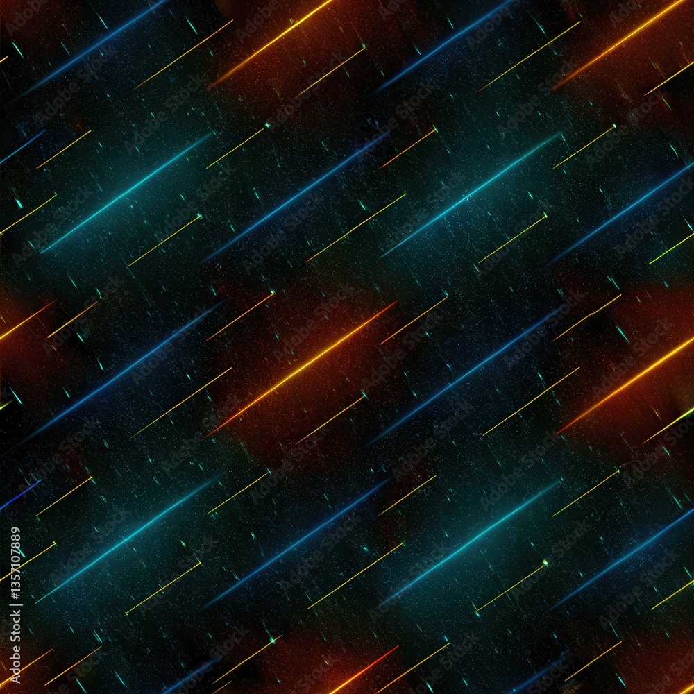 Poster seamless pattern, streaks of meteor shower trails captured in a repeated pattern against the night s