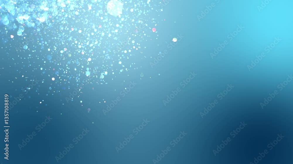 Poster shimmering particles on a blue gradient background