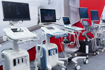 Modern medical electrical equipment in the exhibition hall