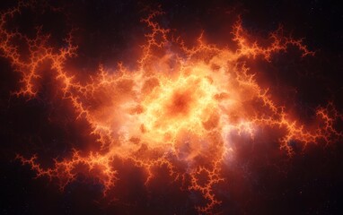 an abstract fractal pattern in fiery red and orange hues, resembling energy or a cosmic phenomenon