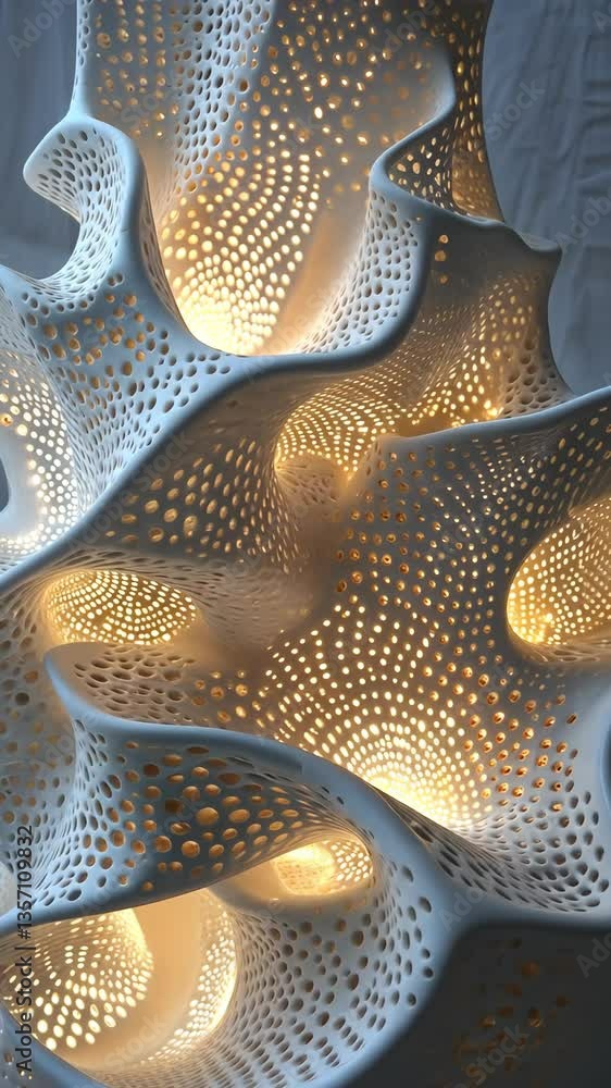 Poster rotating fractal patterns glowing softly, geometric design. vertical