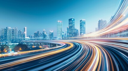 Obraz premium Urban center equipped with state-of-the-art speedy transportation and innovative city planning