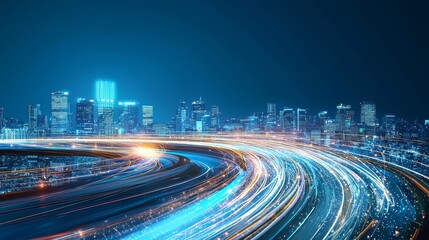 Fototapeta premium Metropolis with cutting-edge technology and high-velocity transportation networks