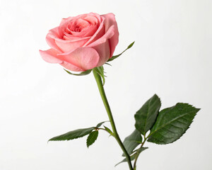 pink rose on white background