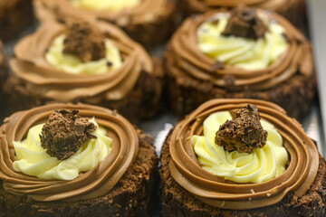 Chocolate and custard pastry.