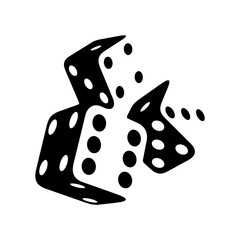 Dice logo on white background in isometric style design. Three dice sign emblem vector illustration