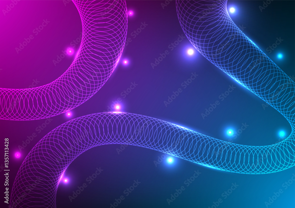 Poster digital technology wavy background. design for abstract fluid curve wave shape wireframe connect tel
