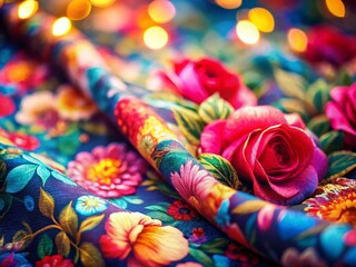 Obraz premium Bokeh Floral Print Design Background, Soft Focus Flower Pattern, Elegant Textile Texture