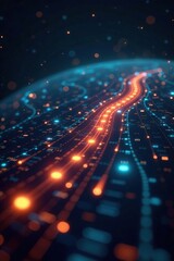 Obraz premium A futuristic global infinity computer network glowing with data streams and digital connections, business, digital