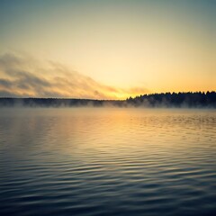 Fototapeta premium A misty lake at dawn, with soft fog rolling over the water, AI Generated