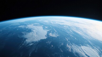 Climate resilience sustainability and risk, A breathtaking view of Earth from space, showcasing its blue oceans, white clouds, and the curvature of the planet against a backdrop of stars.