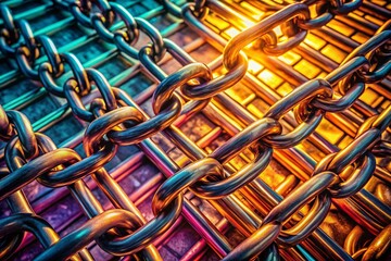 Abstract Chain Links Aerial Drone Shot: Geometric Metal Network Overhead
