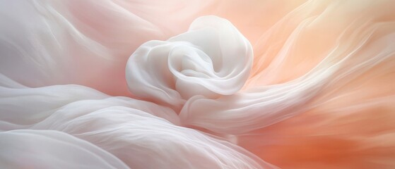 delicate fabric in soft pastel hues, creating an ethereal and artistic composition. The fabric billows and flows, forming gentle curves and textures that evoke a sense of serenity
