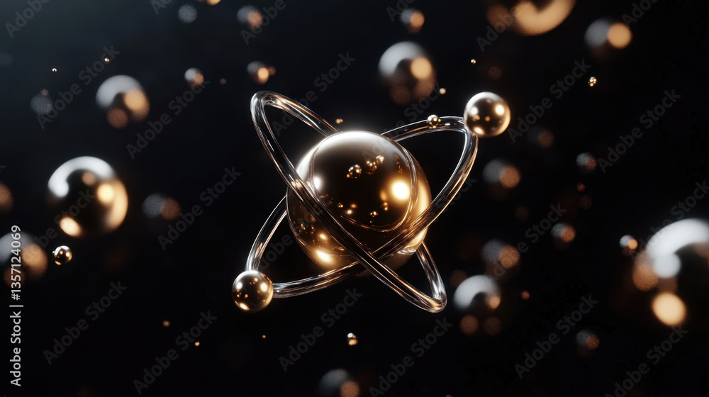 Aufkleber this close view highlights an atom’s structure, showing electron movements and interactions with dir