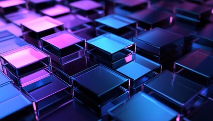 Obraz premium Abstract geometric shapes on a dark background in 3D