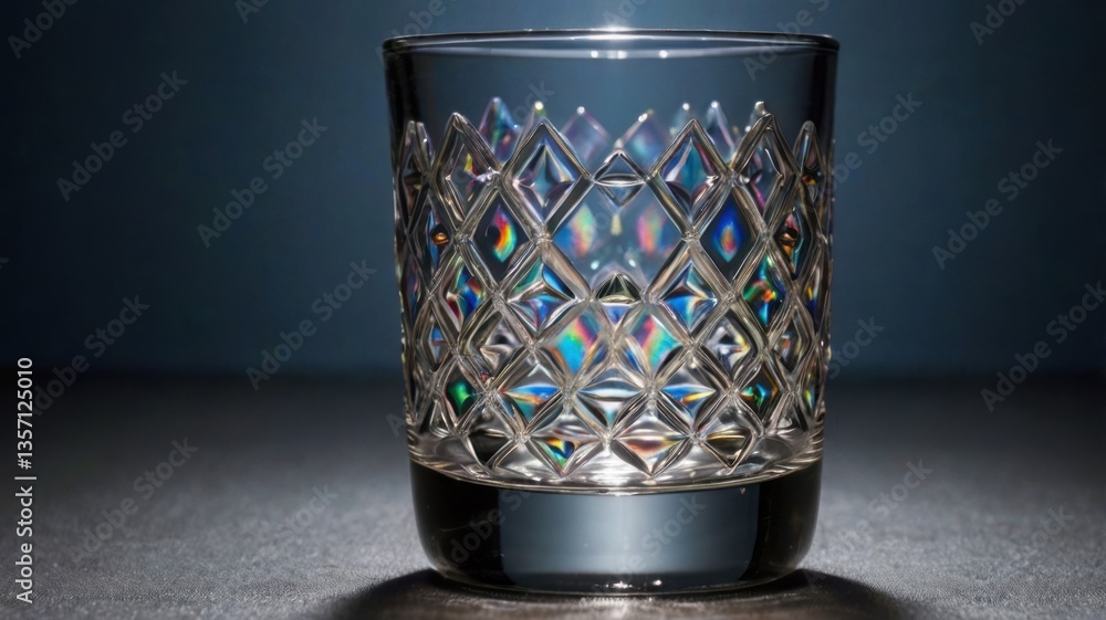 Wall mural a mesmerizing visual of light diffraction through a drinking glass, creating playful reflections and