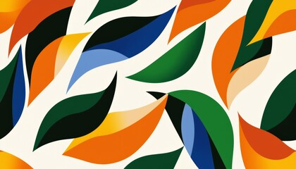 Hand-drawn abstract pattern featuring stylized plant elements, playful color combinations, high-resolution detail.