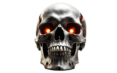 Obraz premium Cursed skull with glowing eyes, isolated on a empty plain background