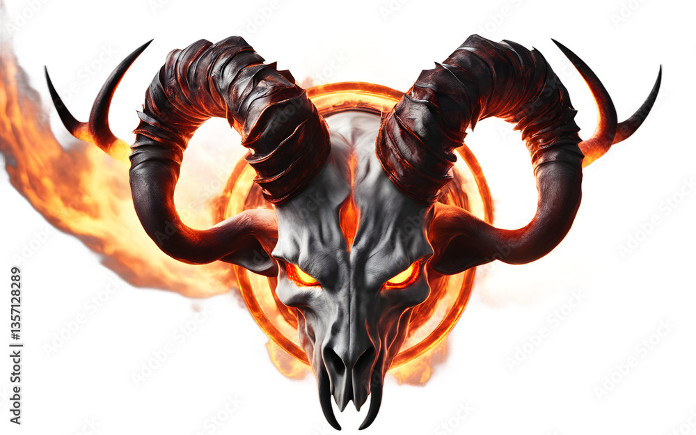 Aufkleber demonic horns with fiery glow, isolated on a empty plain background