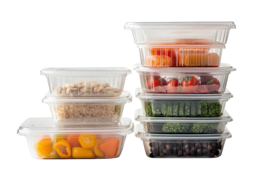 A Tower of Freshness Stacked High Ready to Nourish and Delight in Clear Plastic Containers Isolated on Black