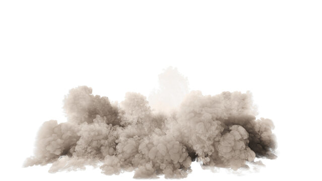 Isolated Large plume of dense and billows smoke or steam on uniform background