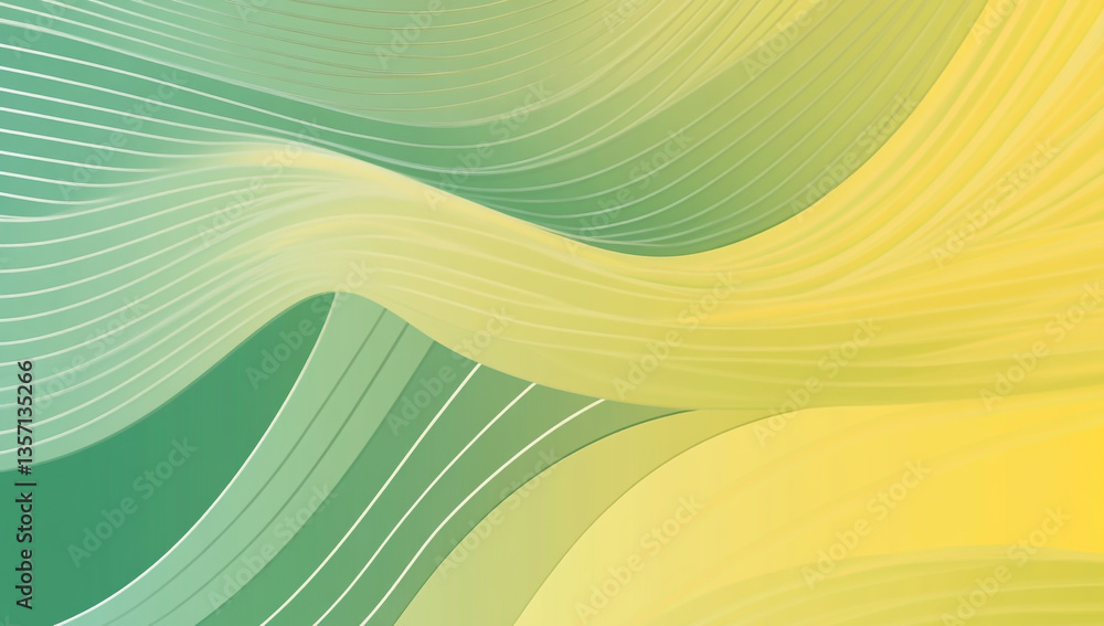 Poster abstract green and yellow background with rays of light, green gradient background.