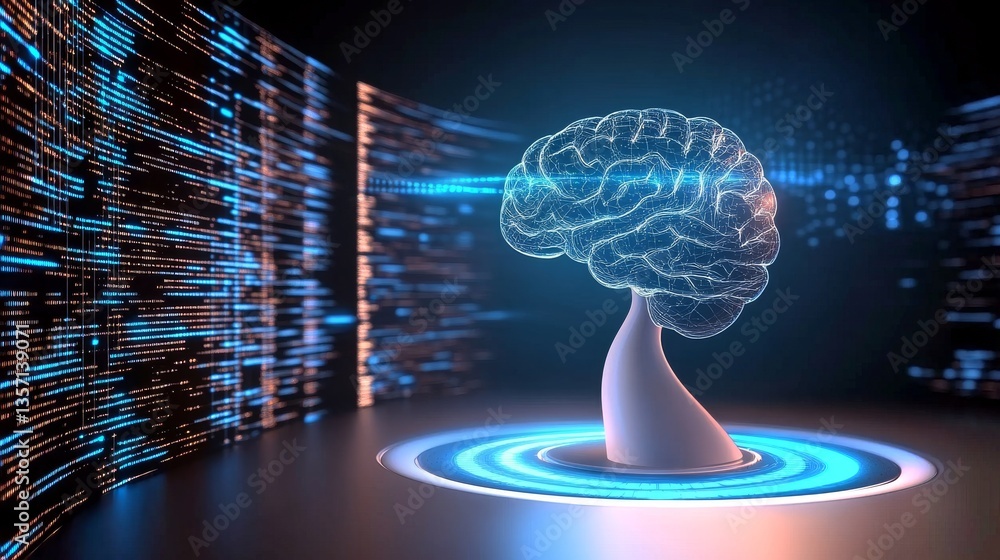 Aufkleber neural pathways represented in a futuristic setting showcasing innovation in healthcare and science