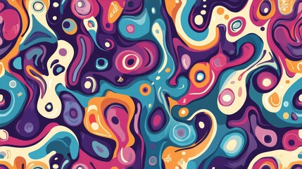 Fototapeta premium Dynamic Abstract Composition with Intricate Swirls and Vibrant Multicolor Organic Shapes Display
