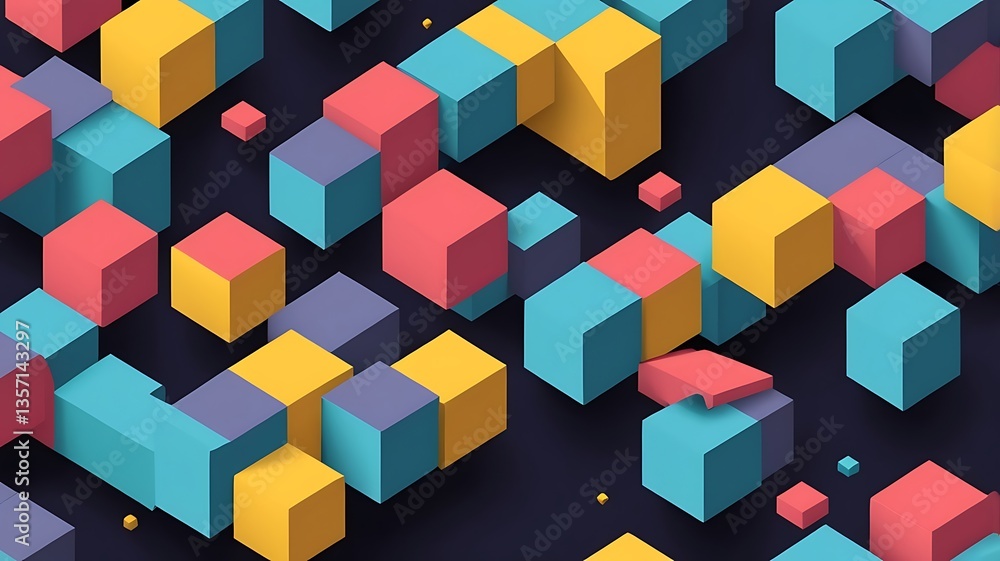 Poster geometric cubes creating a 3d illusion.