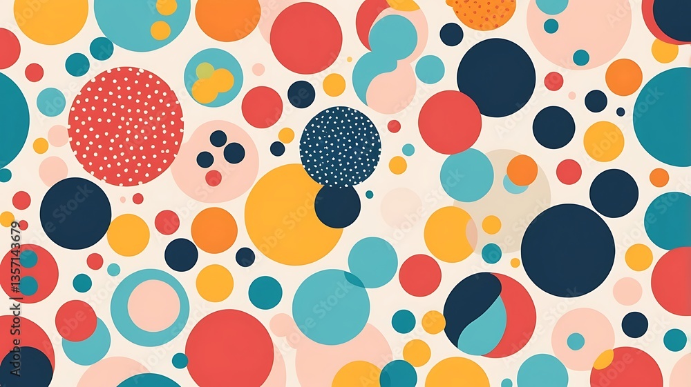 Poster playful polka dots in a cheerful color scheme.
