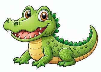 Fototapeta premium Cute Cartoon Crocodile Coloring Page for Kids – Simple Fun Illustration