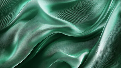 Obraz premium Abstract green background with wavy shapes and a gradient.