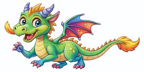 Obraz premium Cute Cartoon Dragons Coloring Pages: Fun Activity for Kids