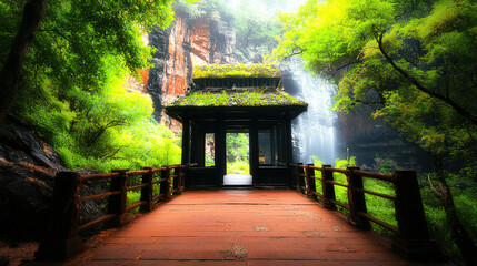Lush Waterfall Pavilion