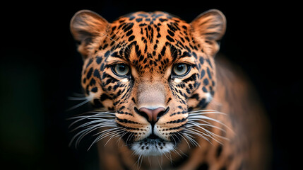 Fototapeta premium Close Up Portrait of a Leopard in the Dark