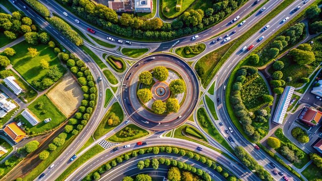 Aerial Drone View of Milton Keynes Roundabouts, Buckinghamshire, UK - Macro Photography