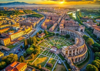 Fototapeta premium Aerial View Ancient Roman City Map - Historical Archaeology Drone Shot