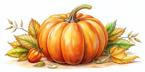 Cute Hand-Drawn Pumpkin Illustration, Autumn Harvest Design Element