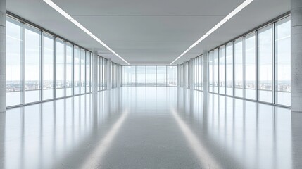 Obraz premium Modern Empty Office Space with Panoramic City View