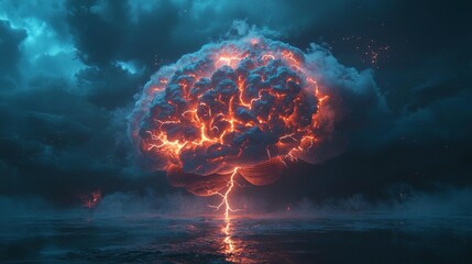 Stormy Brain Cloud Above Water